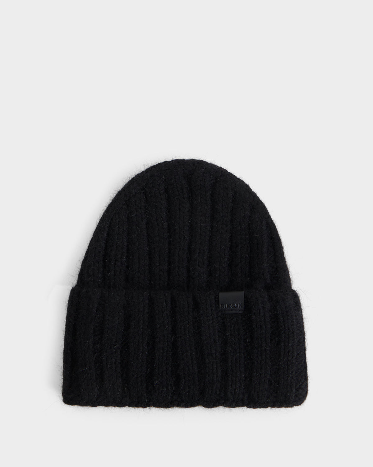 Black Rudsak MISSA - 8426512 ribbed-knit beanie with a folded cuff and a small logo patch.