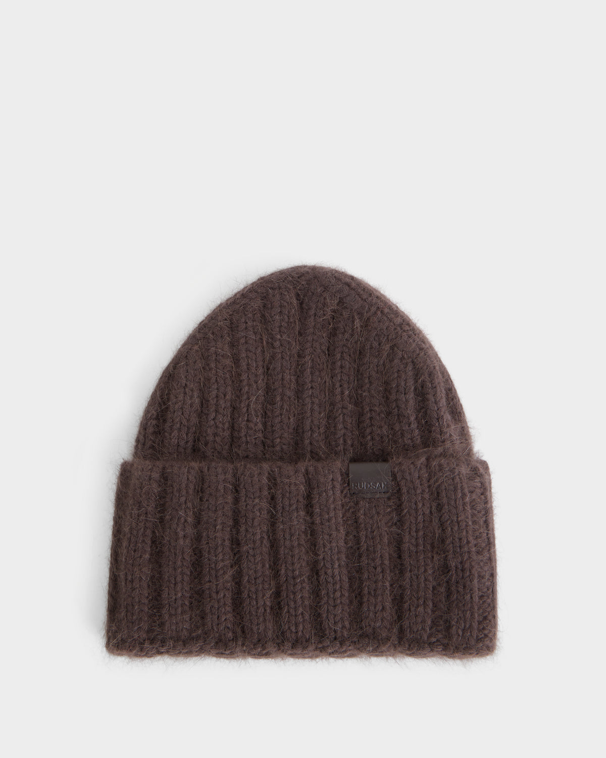 Dark brown ribbed knit Rudsak MISSA - 8426512 Espresso beanie with a small logo tag on the cuff.