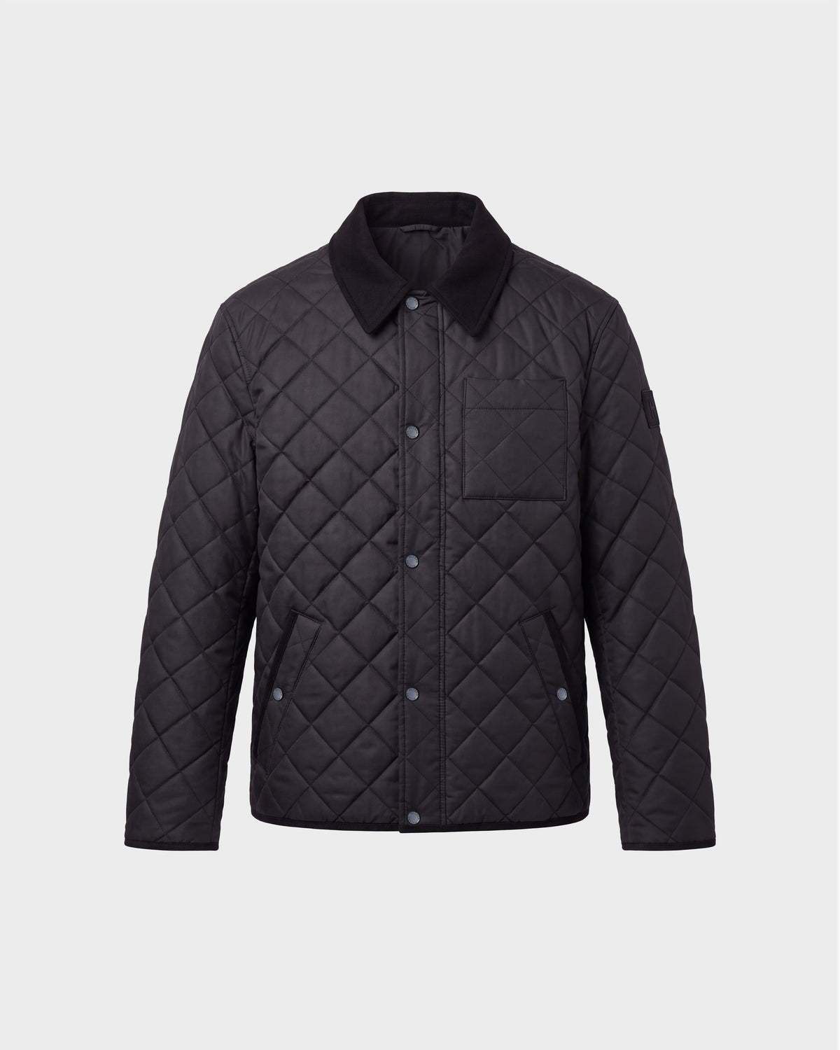 Rudsak MONTY - 6126722 Black quilted snap-front jacket with a contrast collar, a single chest pocket, and lightweight insulation for transitional outerwear.