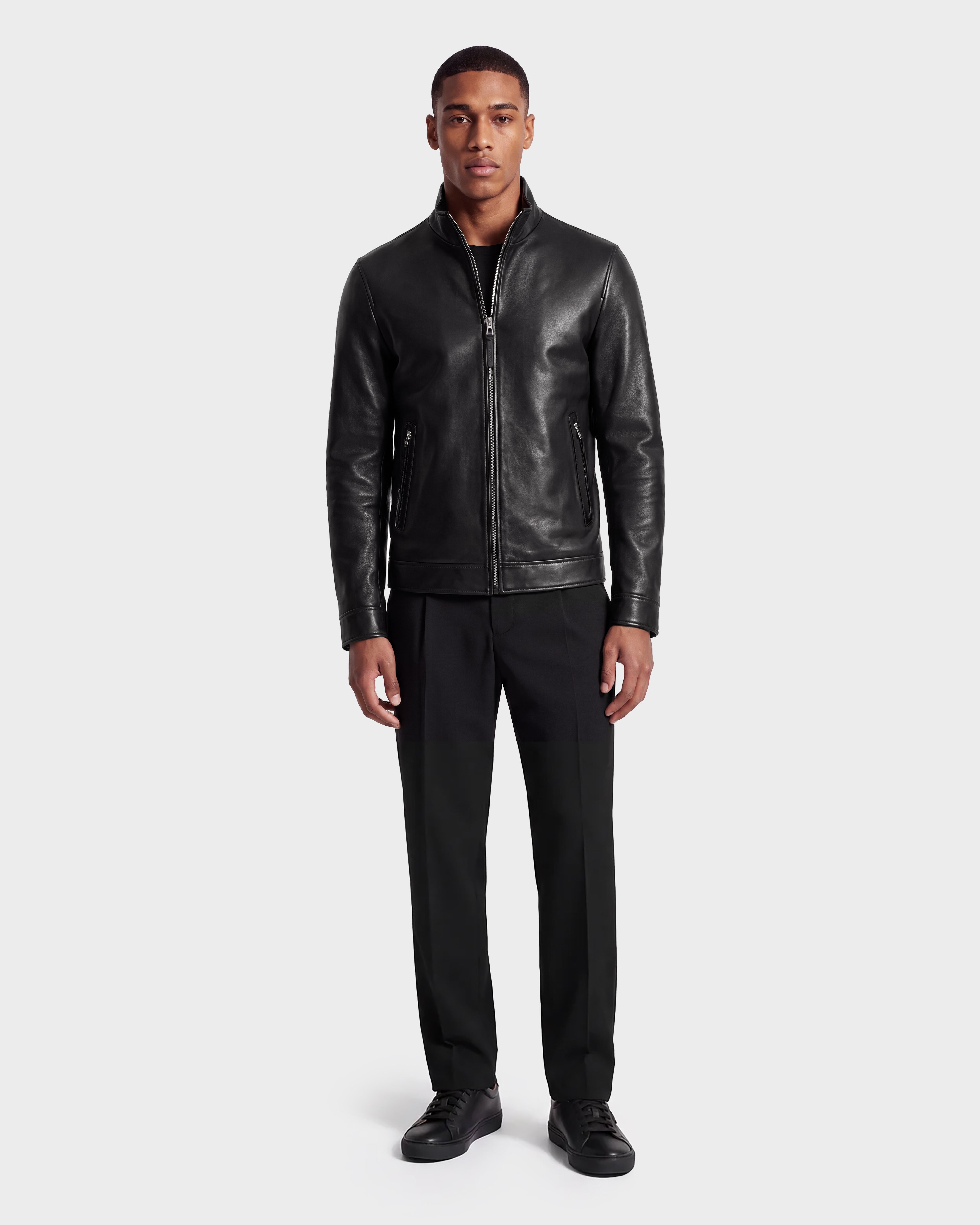 STEVEN RUDSAK Men's Black Leather Jacket - Luxe & Timeless Style
