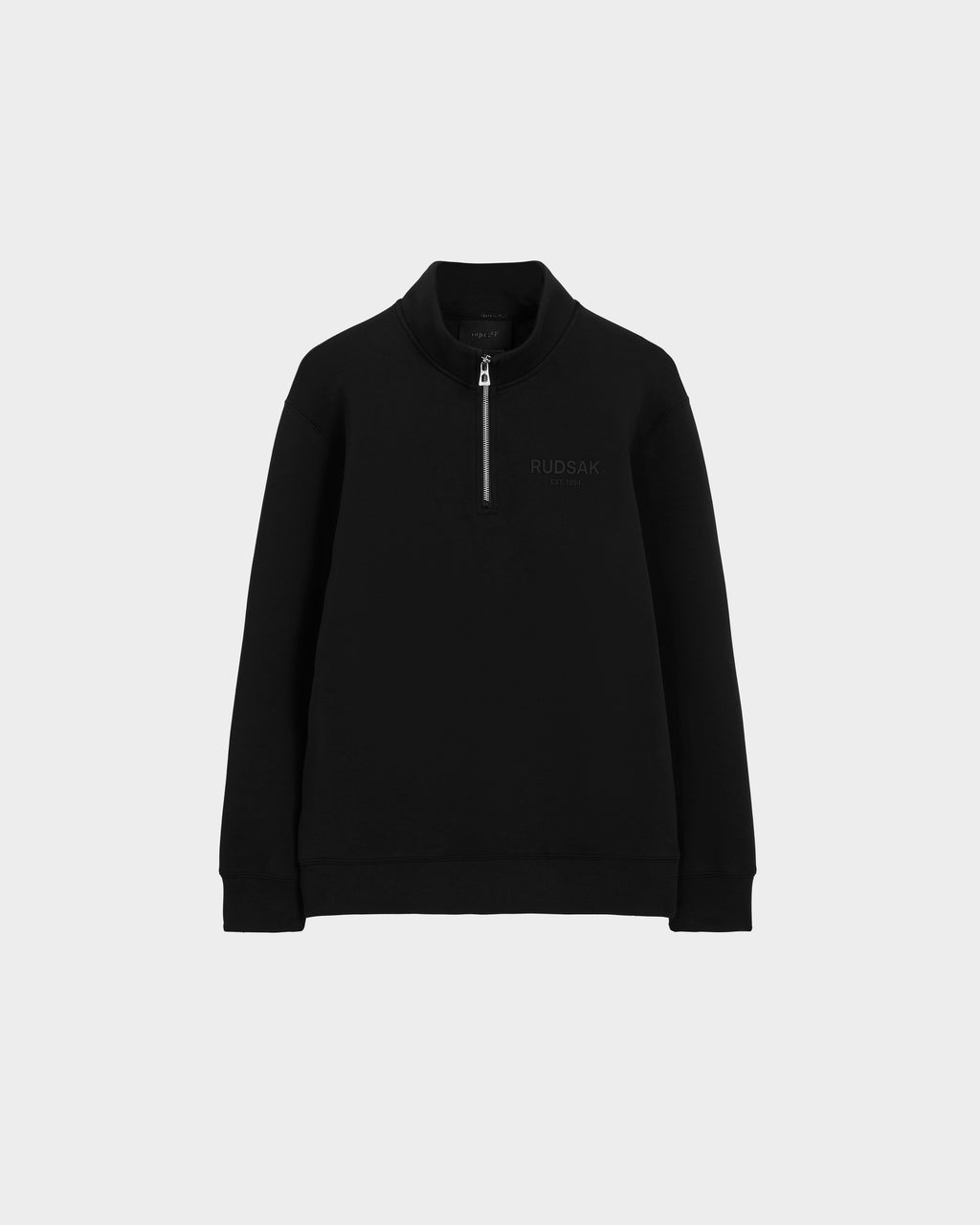 The Rudsak FREMONT - 9525000 Black M is a unisex, premium cotton-blend mock neck sweater with a sleek zipper, perfect for versatile everyday style.