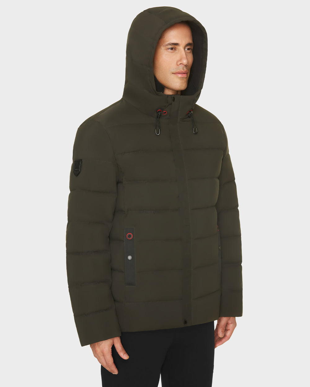 Down Hooded Puffer Khaki Puffer Coat Mens Khaki Puffer Jacket TEN