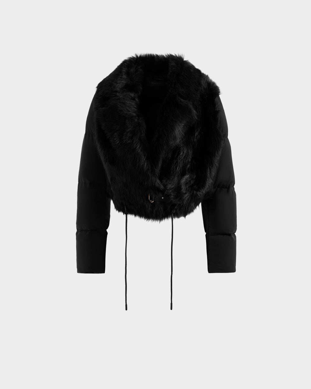 RUDSAK LILAH: Chic Black Shearling Puffer Cropped Jacket – Rudsak