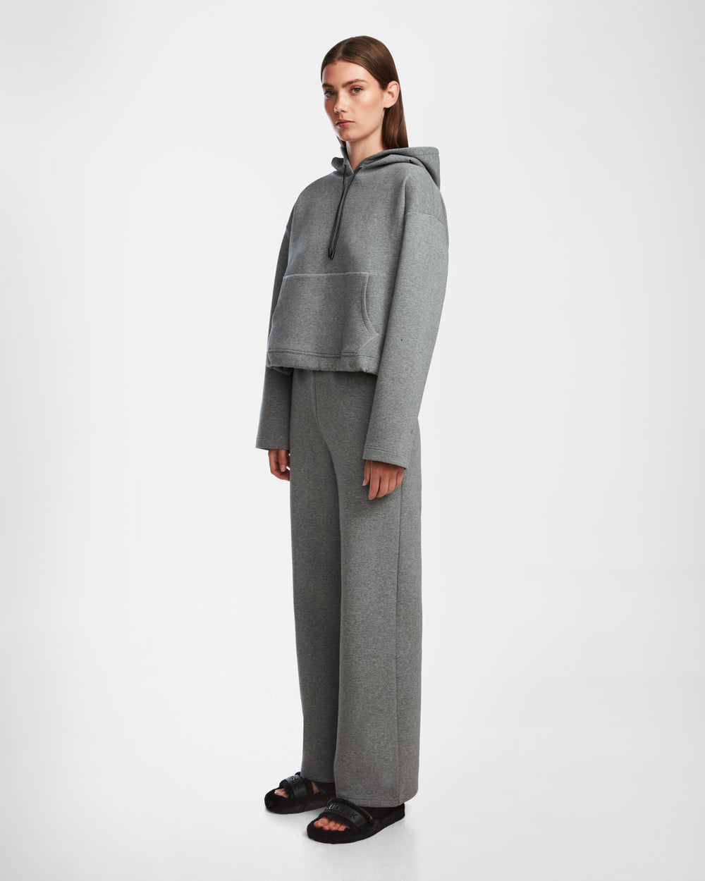 Grey wide leg sweatpants sales