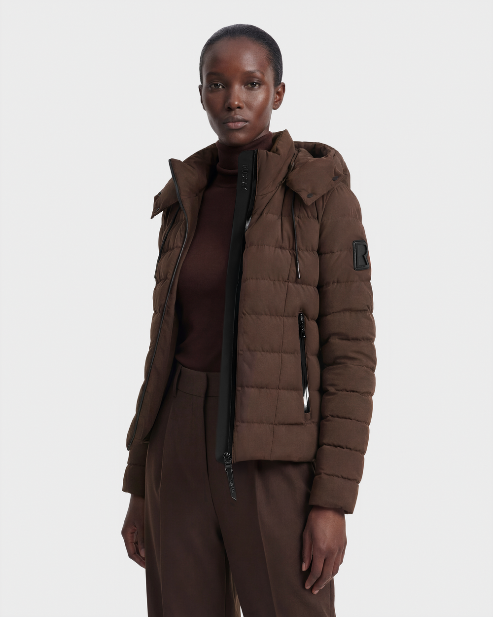 rose frill down jacket sovisoon ブラウン Folding Nylon Down Coat (FUF18CT05-BROWN)