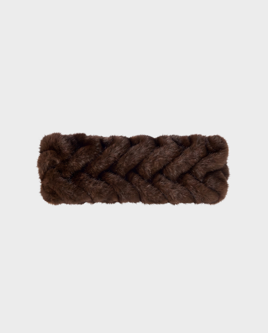 Dark brown braided faux fur MILA - 8426518 Espresso headband.