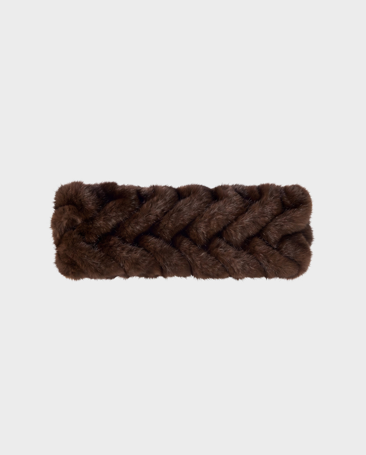 Dark brown braided faux fur MILA - 8426518 Espresso headband.