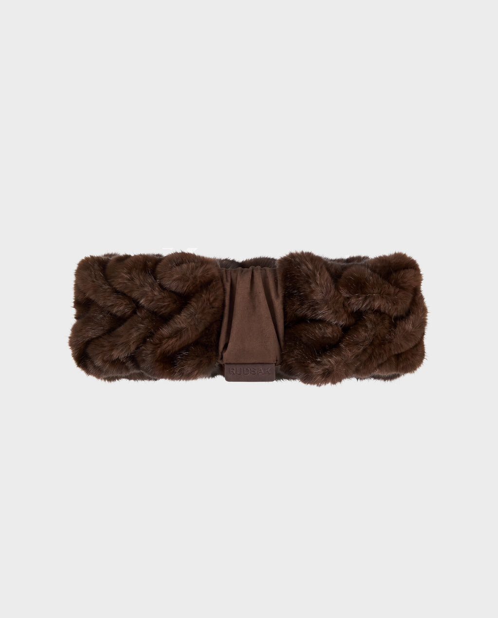 Rudsak MILA - 8426518 Espresso dark brown braided faux fur headband with a center fabric detail.