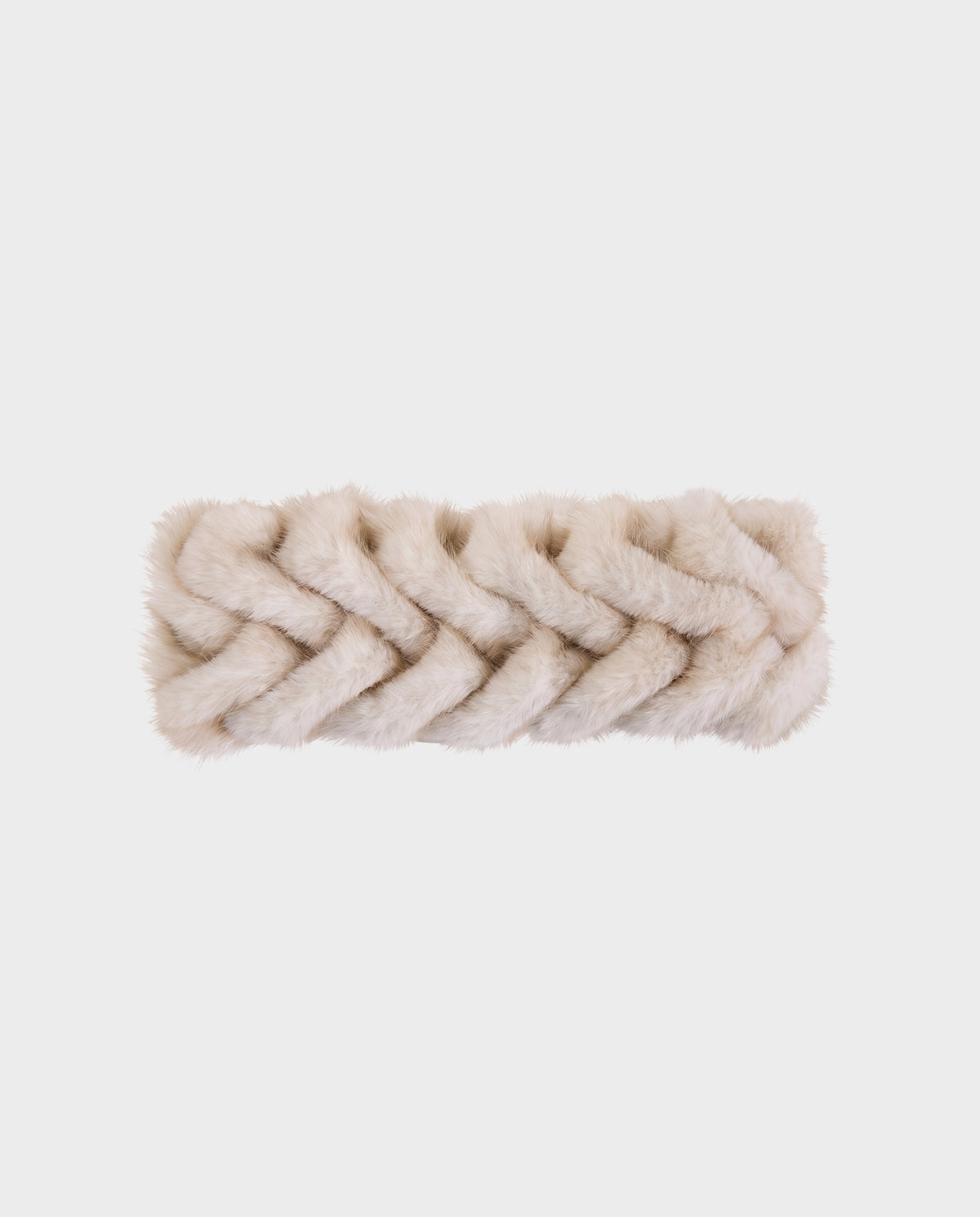 MILA - 8426518 Vanilla cream-colored faux fur headband with a braided texture.