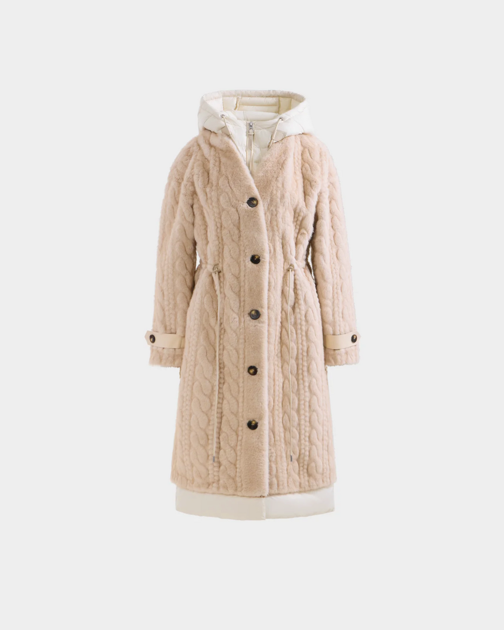 ORIANA Women's Faux Fur Coat - Cable Knit & Hooded Luxury – Rudsak