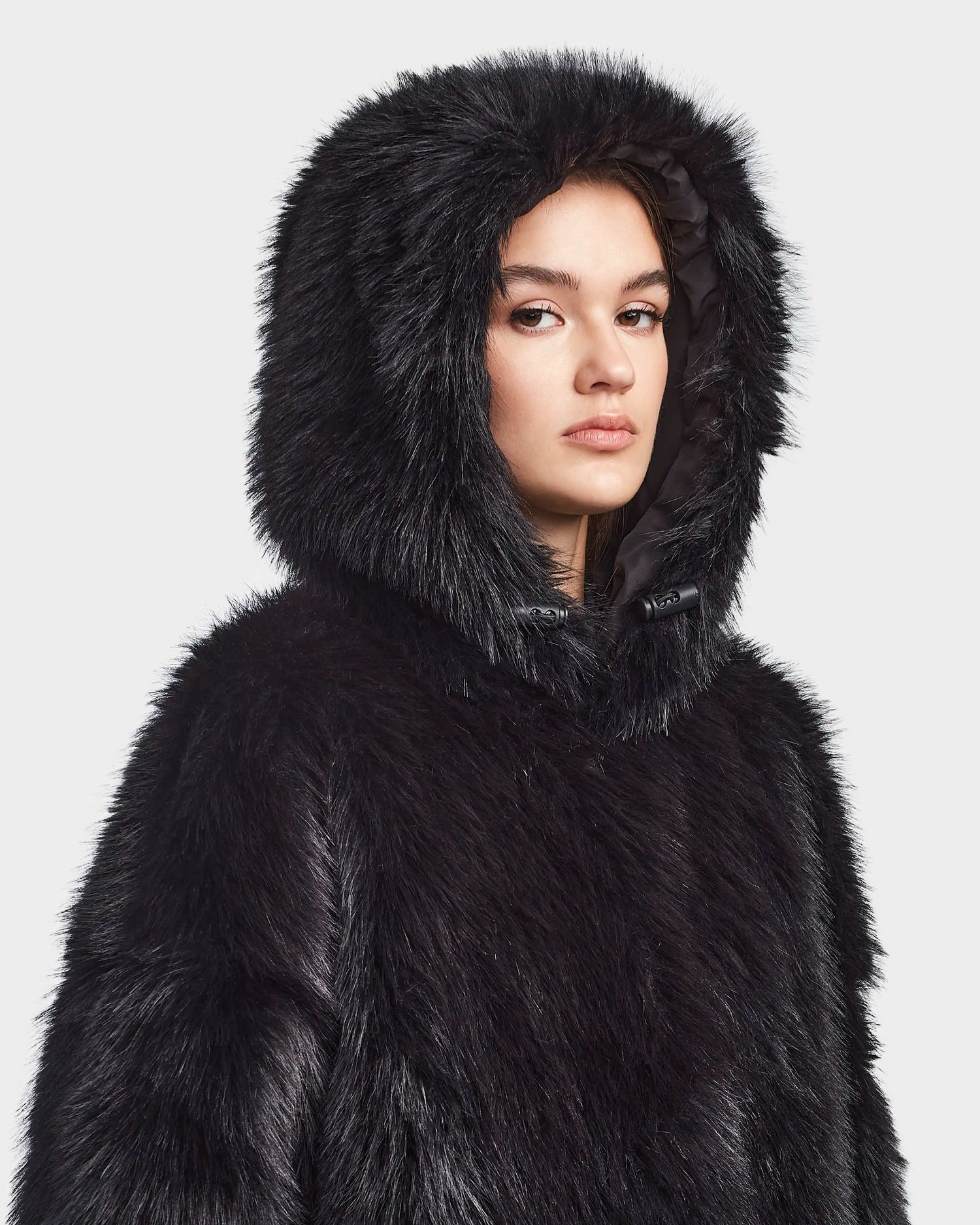 Women's faux fur pullover hoodie MICHELLE Black | RUDSAK – Rudsak
