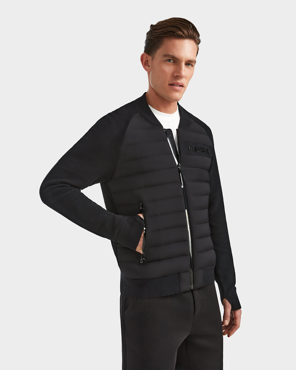 Men s hybrid lightweight down sweater jacket DENNIS Black RUDSAK