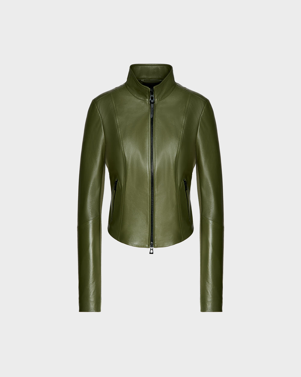 RUDSAK ABIGAIL Women's Fitted Luxe Leather Racer Jacket - Loden