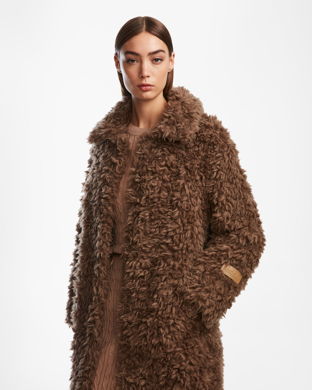 KAMILAH Women's Camel Faux Fur Wool Teddy Trench Coat – Rudsak