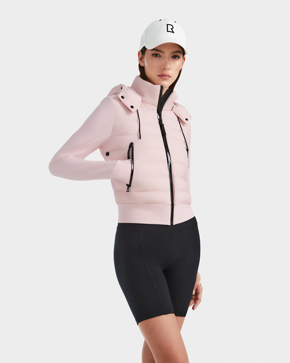 Crop bubble top bomber jacket