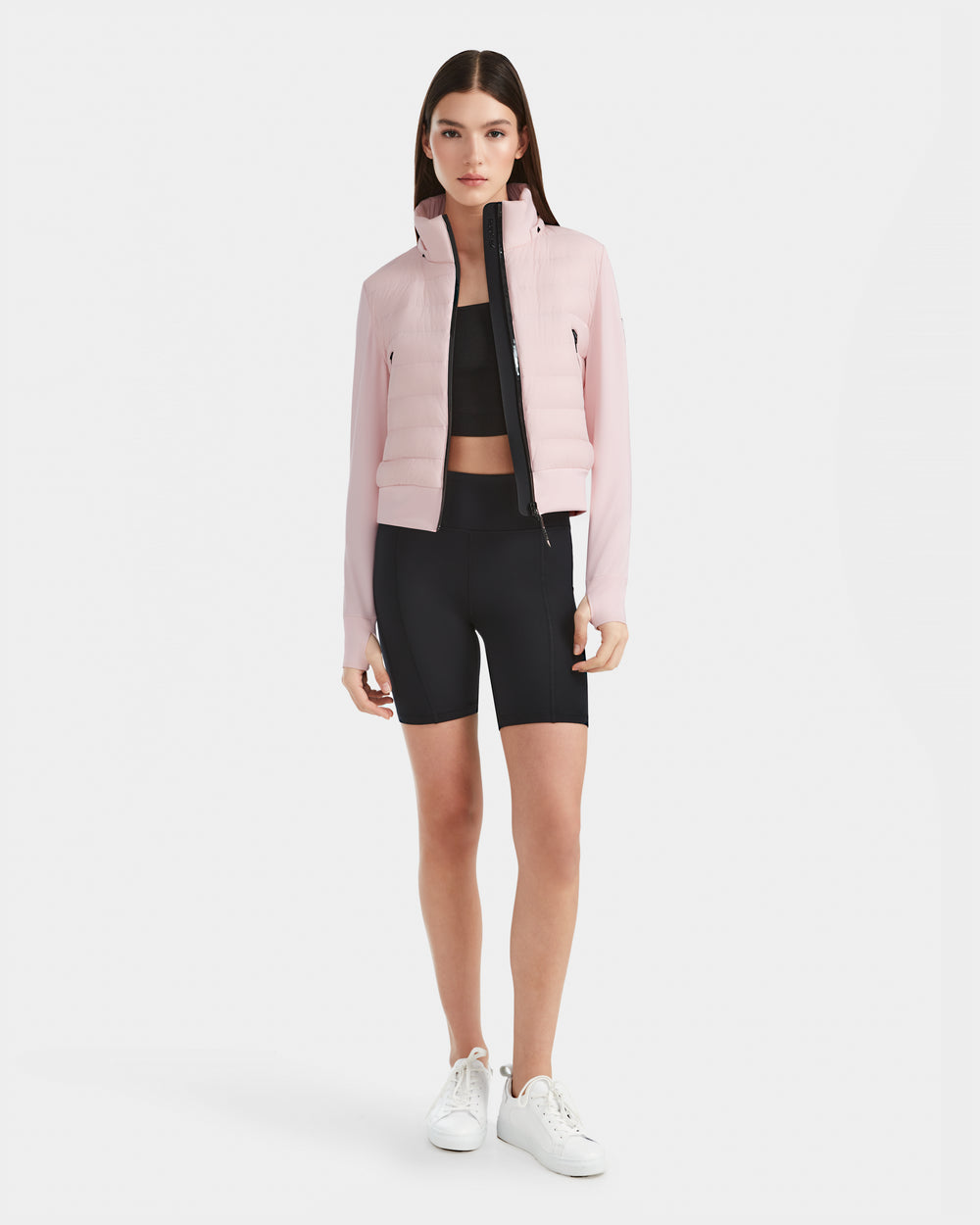 Crop bubble top bomber jacket