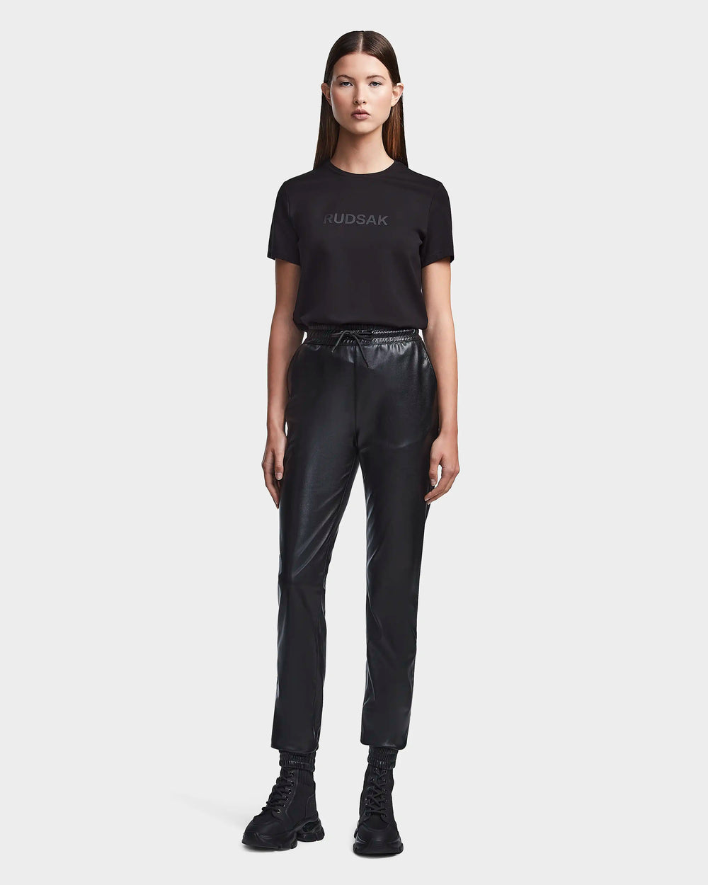 Women s Vegan Leather Jogger FELICIA Black RUDSAK Rudsak