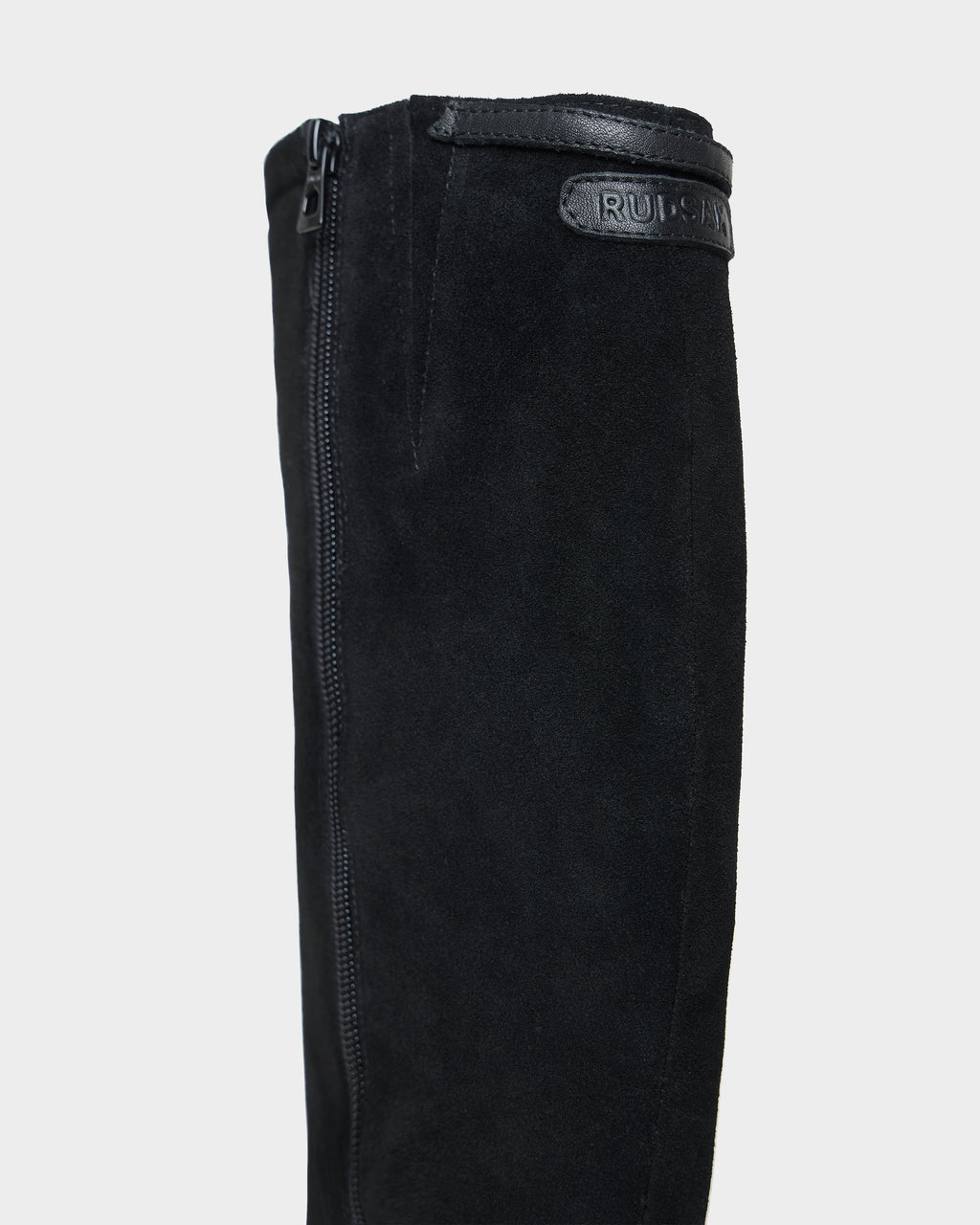 Rudsak STEPRA - 8226524 Black knee-high boot featuring a full-length side zipper and a branded leather patch at the top.