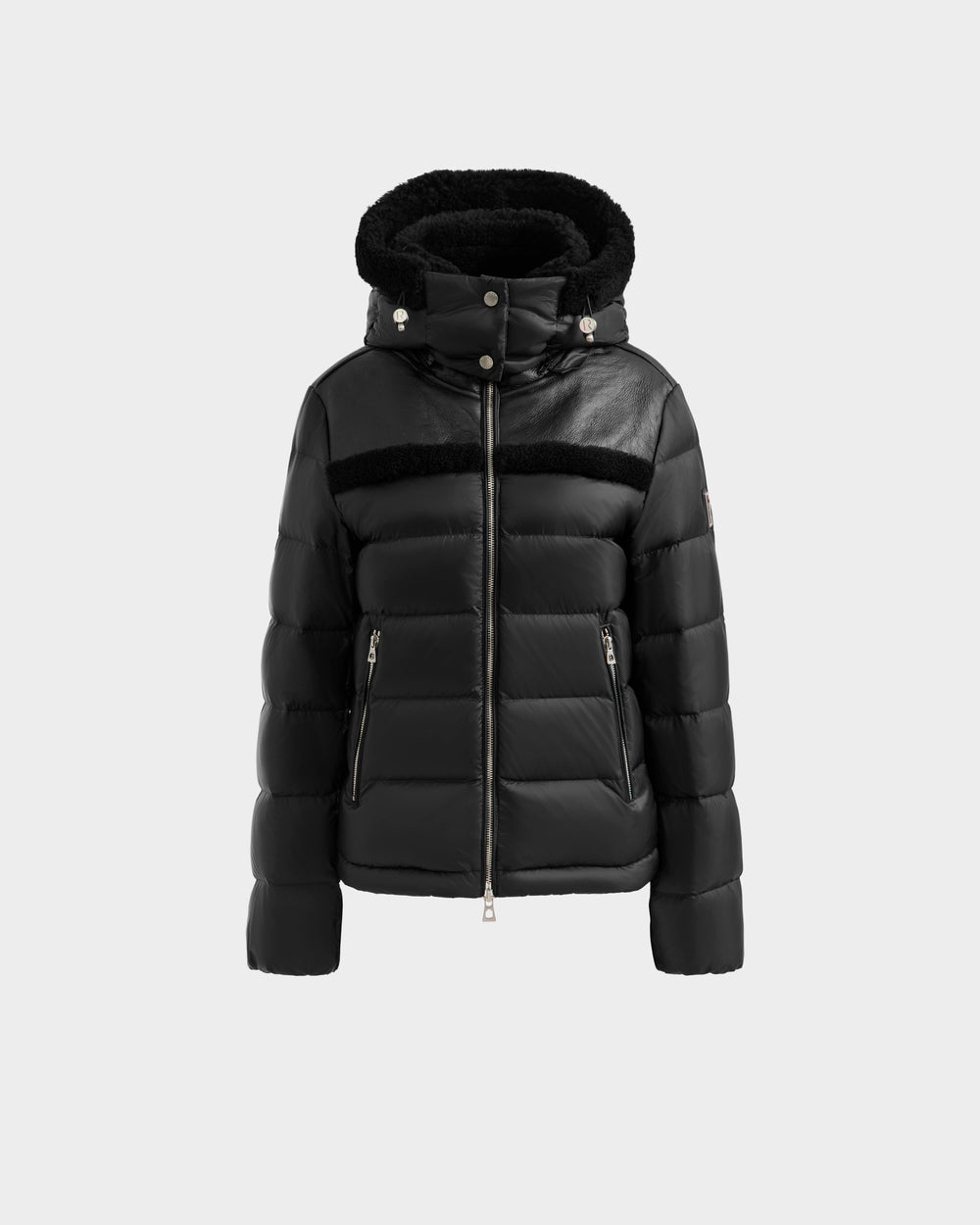 SANDRA Black Shearling Puffer for Women | Luxury Warmth & Style