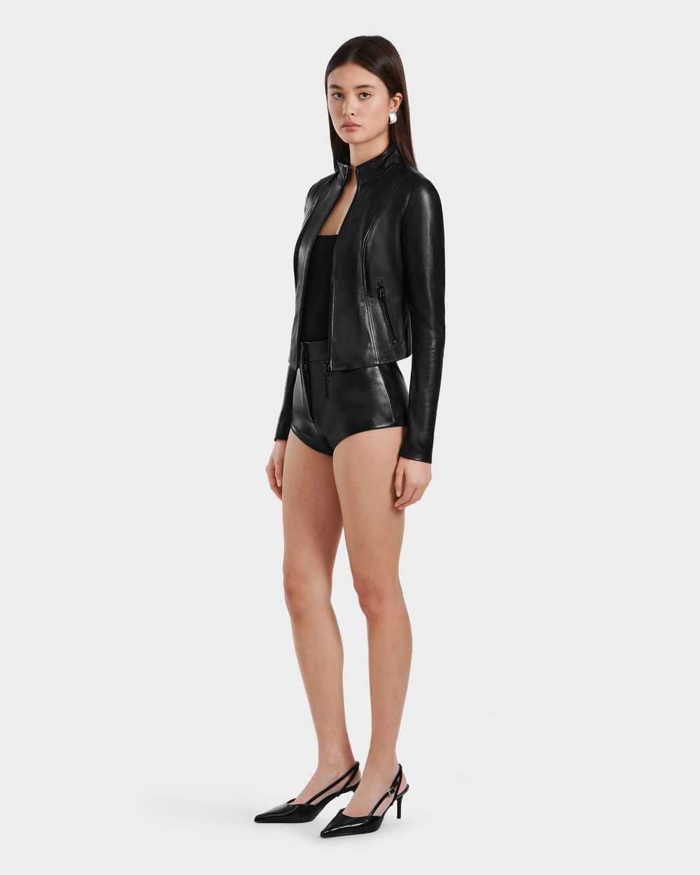 RUDSAK ABIGAIL Women's Black Leather Racer Jacket - Fitted RUDSAK ABIGAIL Women's Black Leather Racer Jacket - Fitted