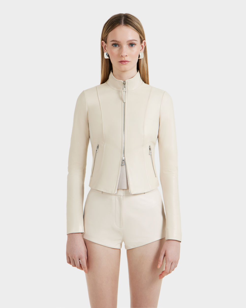 RUDSAK ABIGAIL Women's Luxe Vanilla Leather Racer Jacket - Fitted