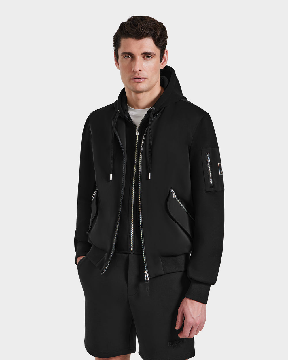 RUDSAK ANDRE Men's Black Lightweight Bomber Jacket Versatile