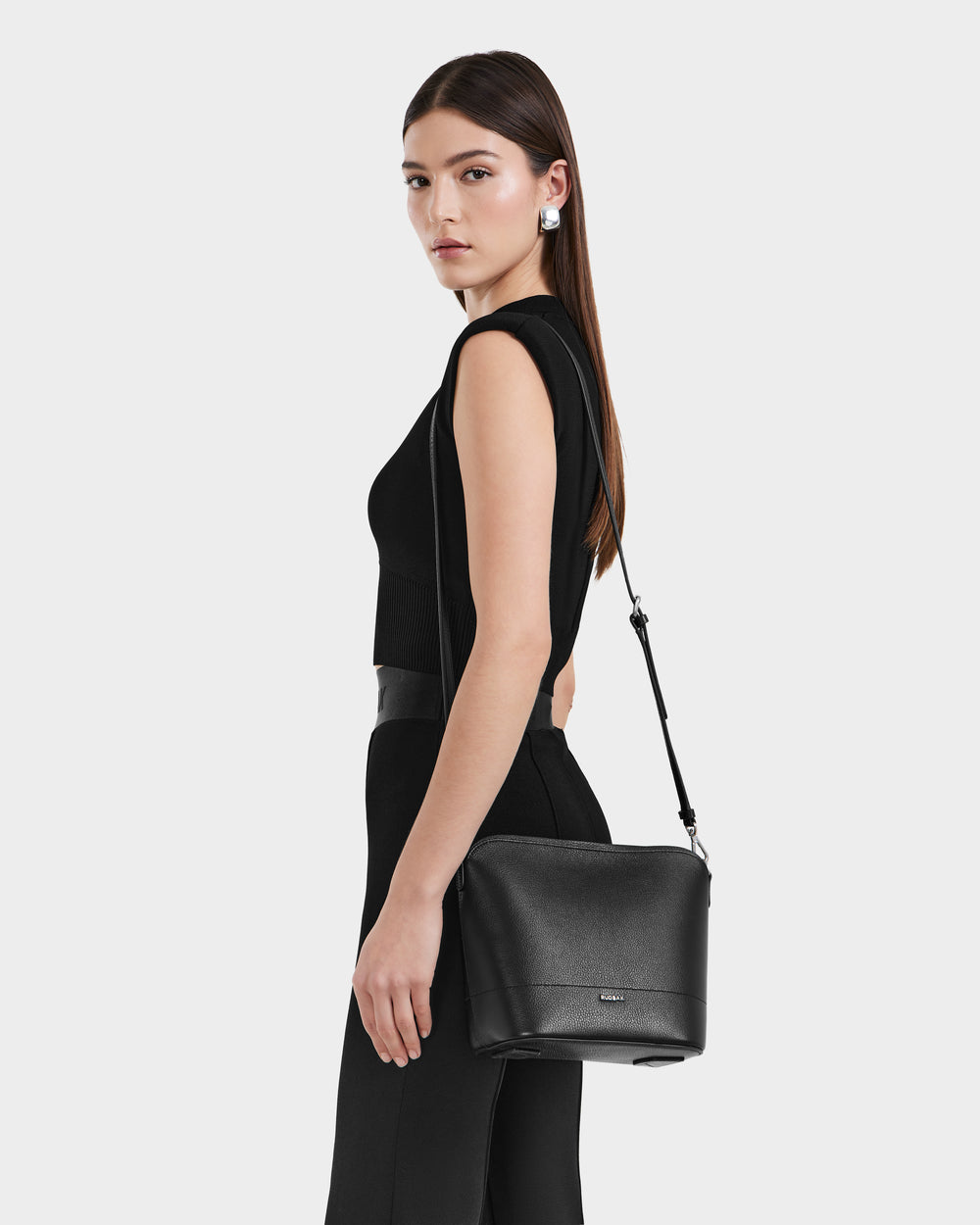 ANIA SM Black Pebble Leather Hobo Bag - Versatile & Chic – Rudsak