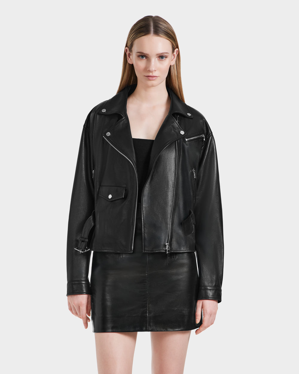 ARIELLE Premium Lamb Leather Biker Jacket - Chic & Relaxed Fit