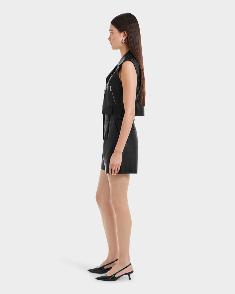 RUDSAK BETTY Black Cropped Leather Vest – Chic Moto Style – Rudsak