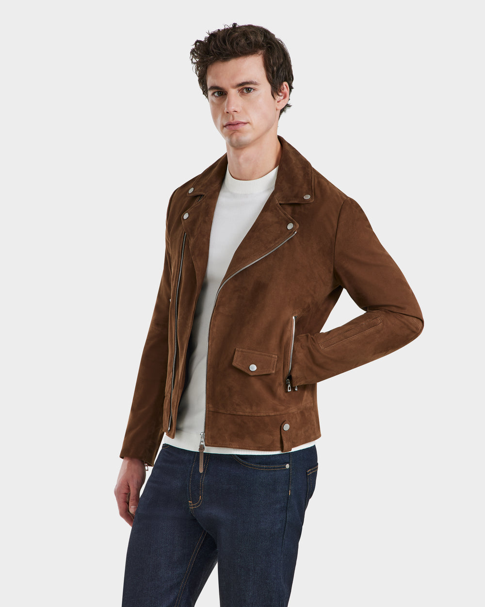 DAREG SU Mocha Suede Biker Jacket | Elegant, All-Season Style – Rudsak