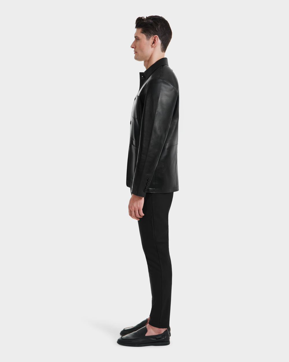 RUDSAK DARRELL Black Leather Shirt Jacket - Polished & Versatile