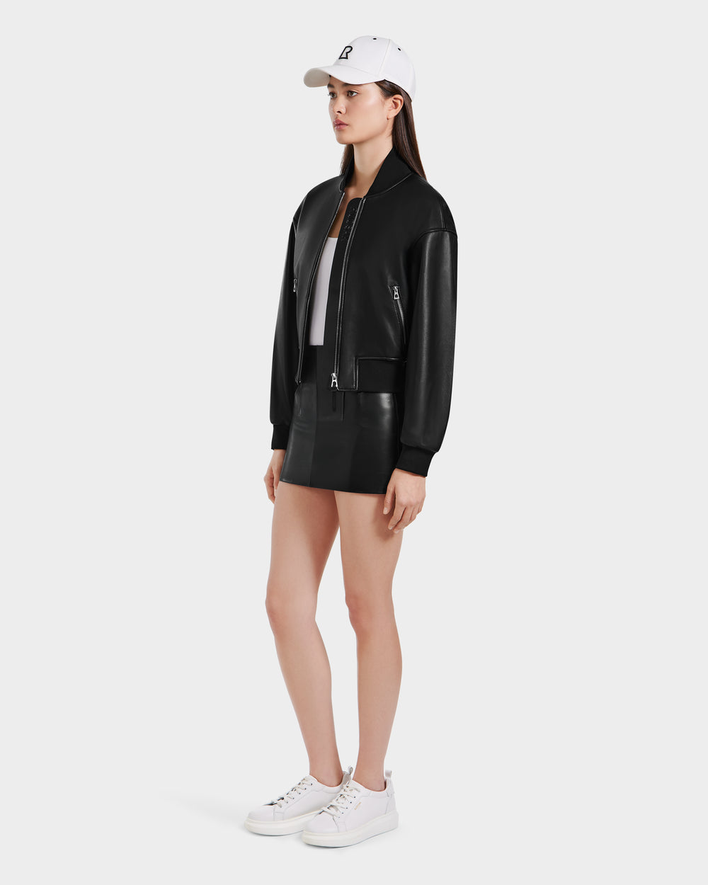 RUDSAK EMERSON Black Leather Bomber Jacket - Modern Cropped – Rudsak