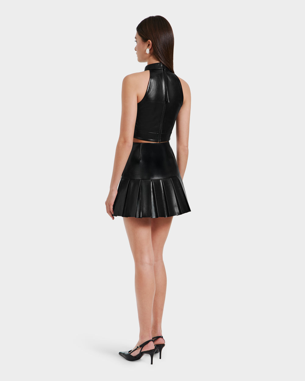 RUDSAK LOVELL Black Leather Halter Top - Edgy & Sophisticated – Rudsak