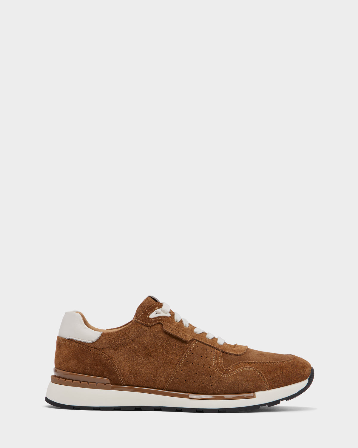 The Rudsak MALONE S - 6225002 Almond is a mens brown suede sneaker with white laces, featuring a modern design and all-day comfort for any occasion.