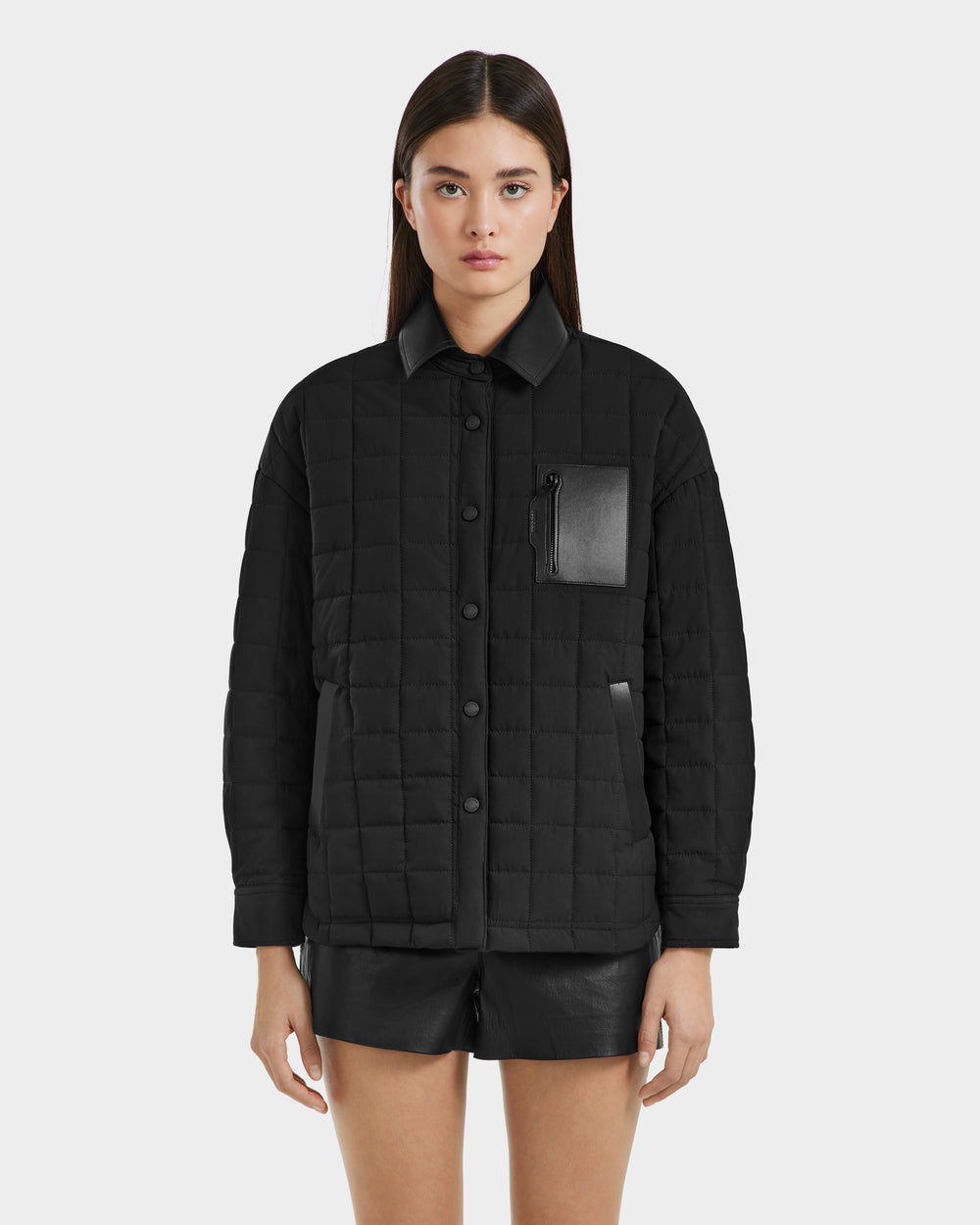 NATALYA Black Quilted Jacket - Warm Eco-Fill & Vegan Leather – Rudsak