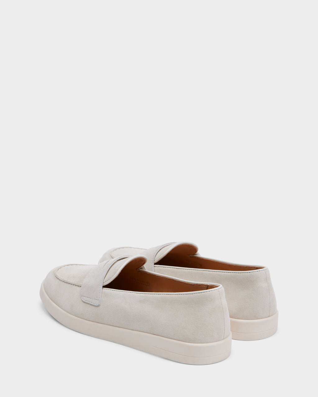 The RABECCA - 8225006 Iceland by Rudsak are light beige suede womens loafers with white rubber soles, shown from the back and side on a plain white background—a chic luxury footwear staple.