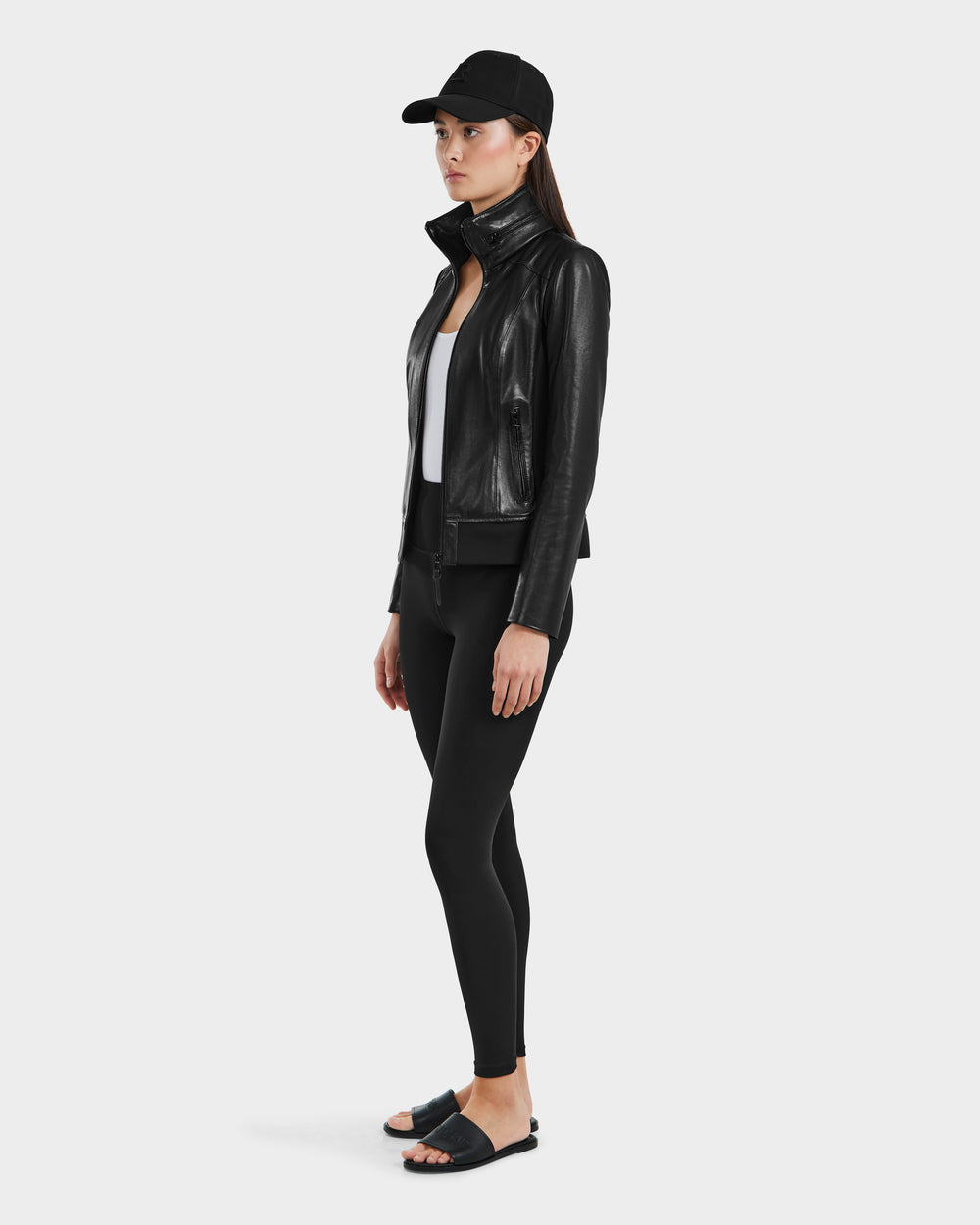 RUDSAK REBECCA Black Lamb Leather Moto Jacket - Hideaway Hood – Rudsak