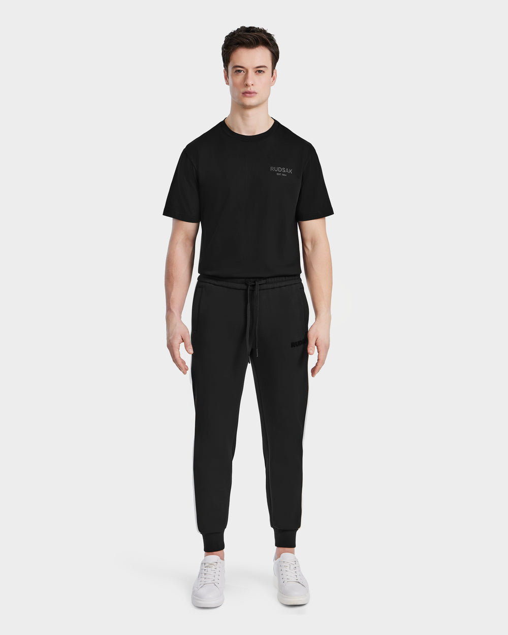 RUDSAK RYLAN Black Men's Joggers - Soft Cotton Blend & Relaxed Fit