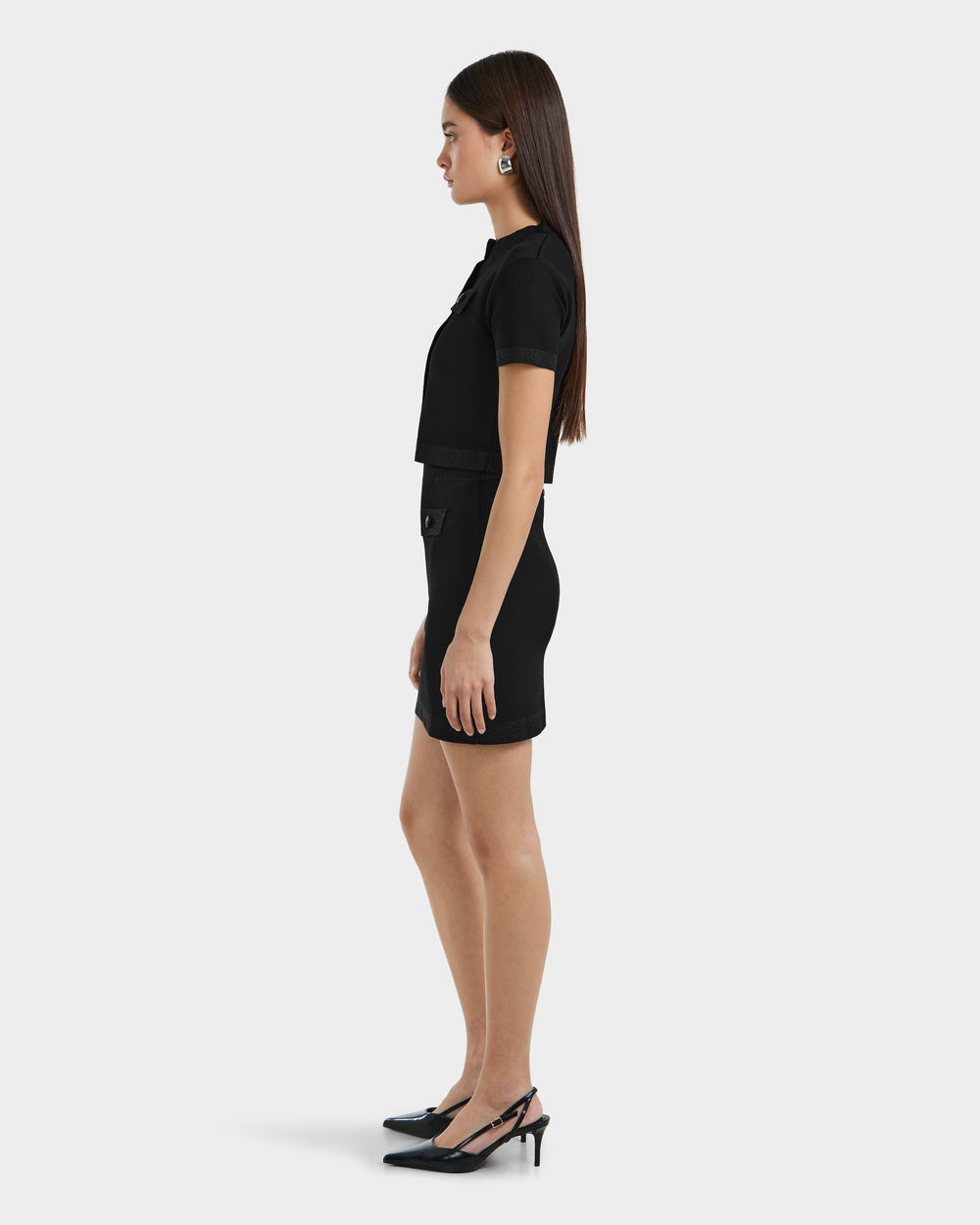 RUDSAK SIDNEY Women's Cropped Knit Sweater | Black with Metallic