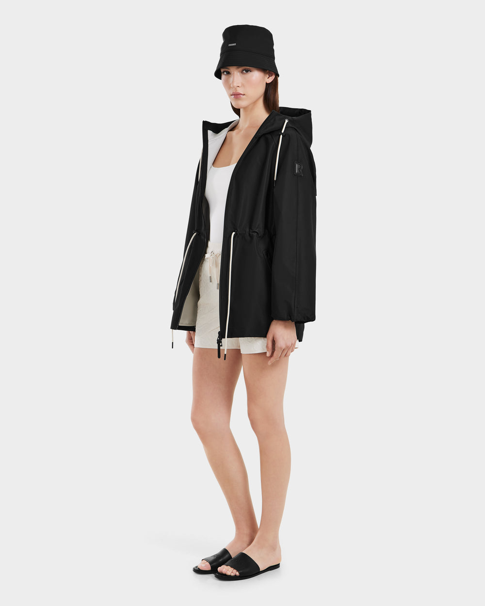 RUDSAK SOPHIE Black Mid-Length Raincoat | Women's Stylish & Chic