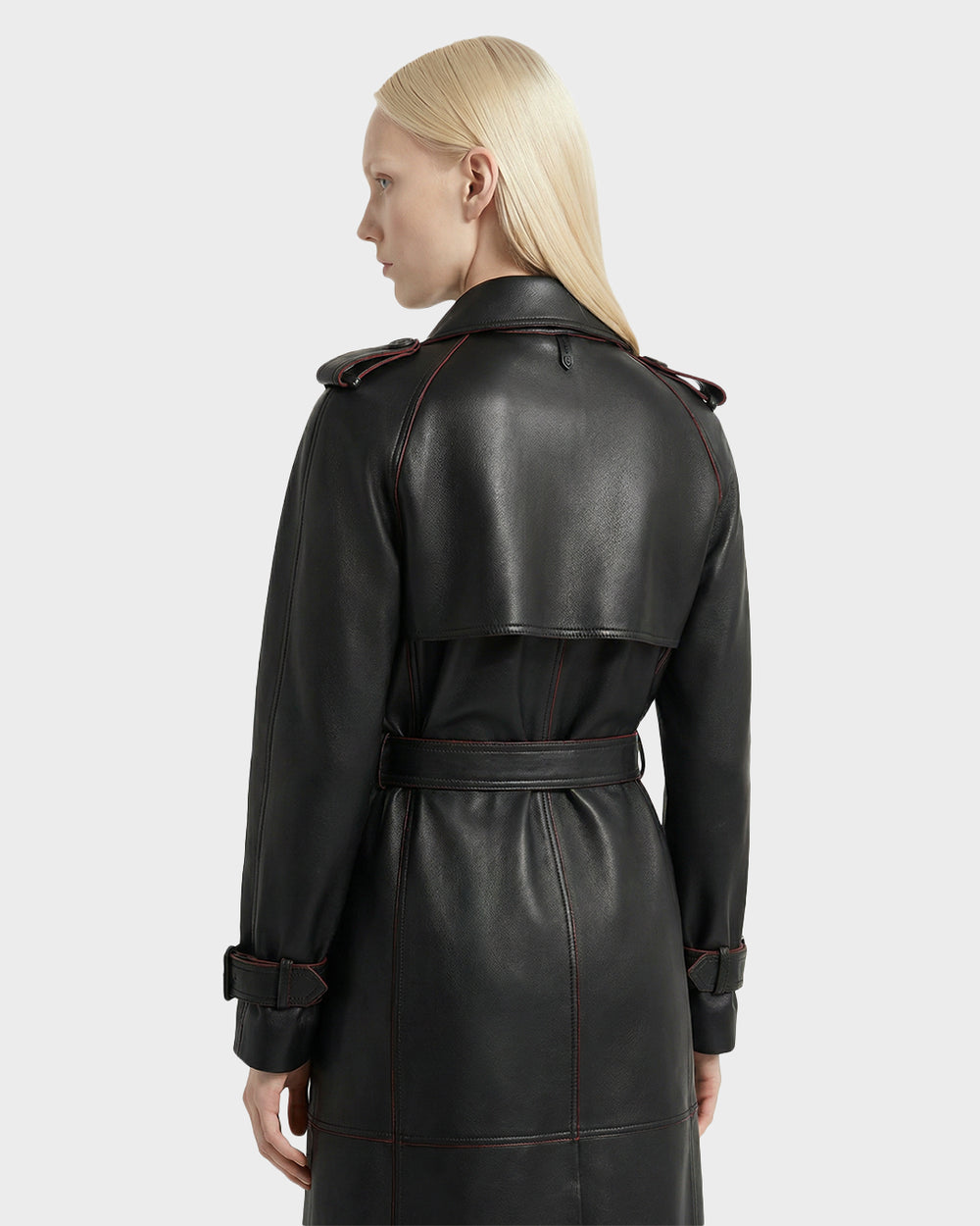 Women's Black Bonded Leather Trench Coat | RUDSAK Cassie L-B – Rudsak