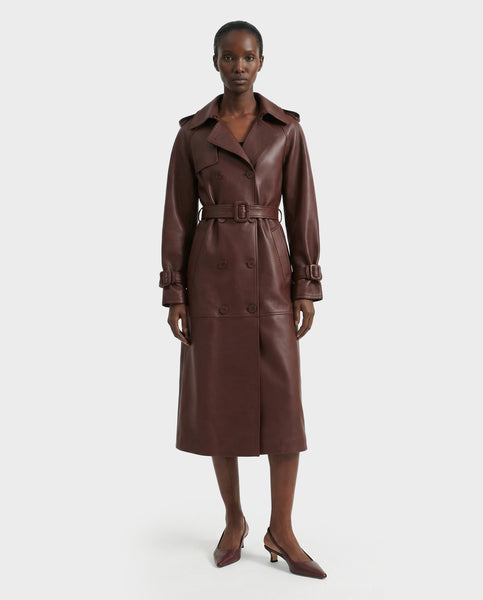 Elevate Your Style: RUDSAK CASSIE L-B Leather Trench Coat - Rust Elevate Your Style: RUDSAK CASSIE L-B Leather Trench Coat - Rust