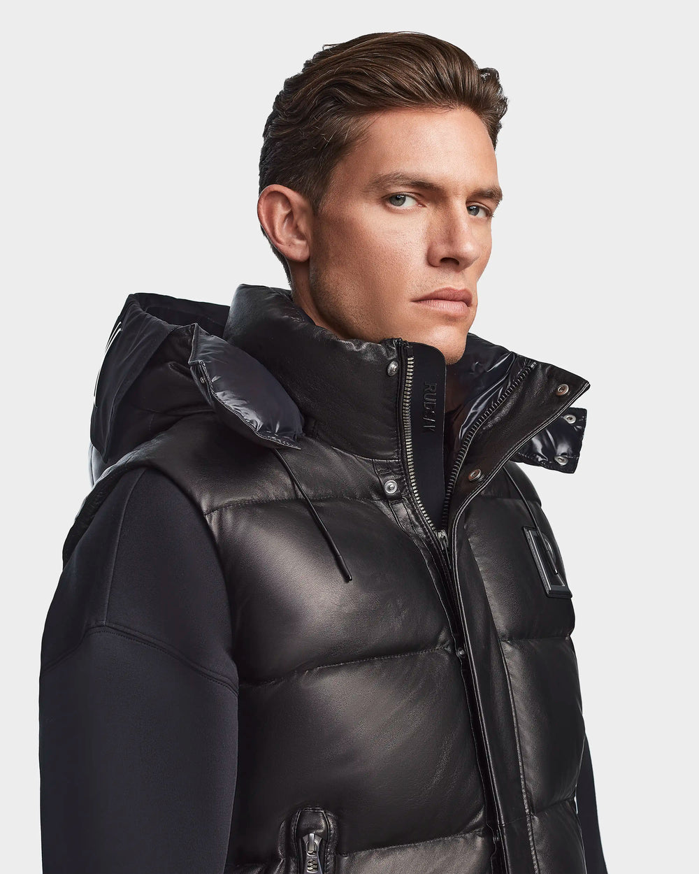 Mens leather hotsell puffer vest