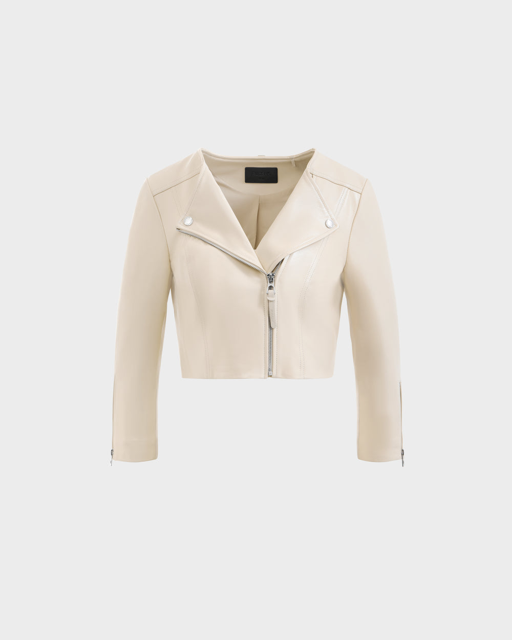 RUDSAK WINNI Vanilla Cropped Lamb Leather Biker Jacket – Rudsak