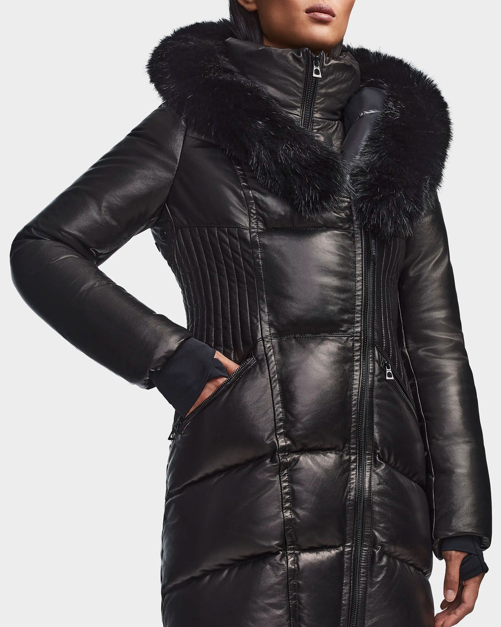 Shauna down coat with on sale leather