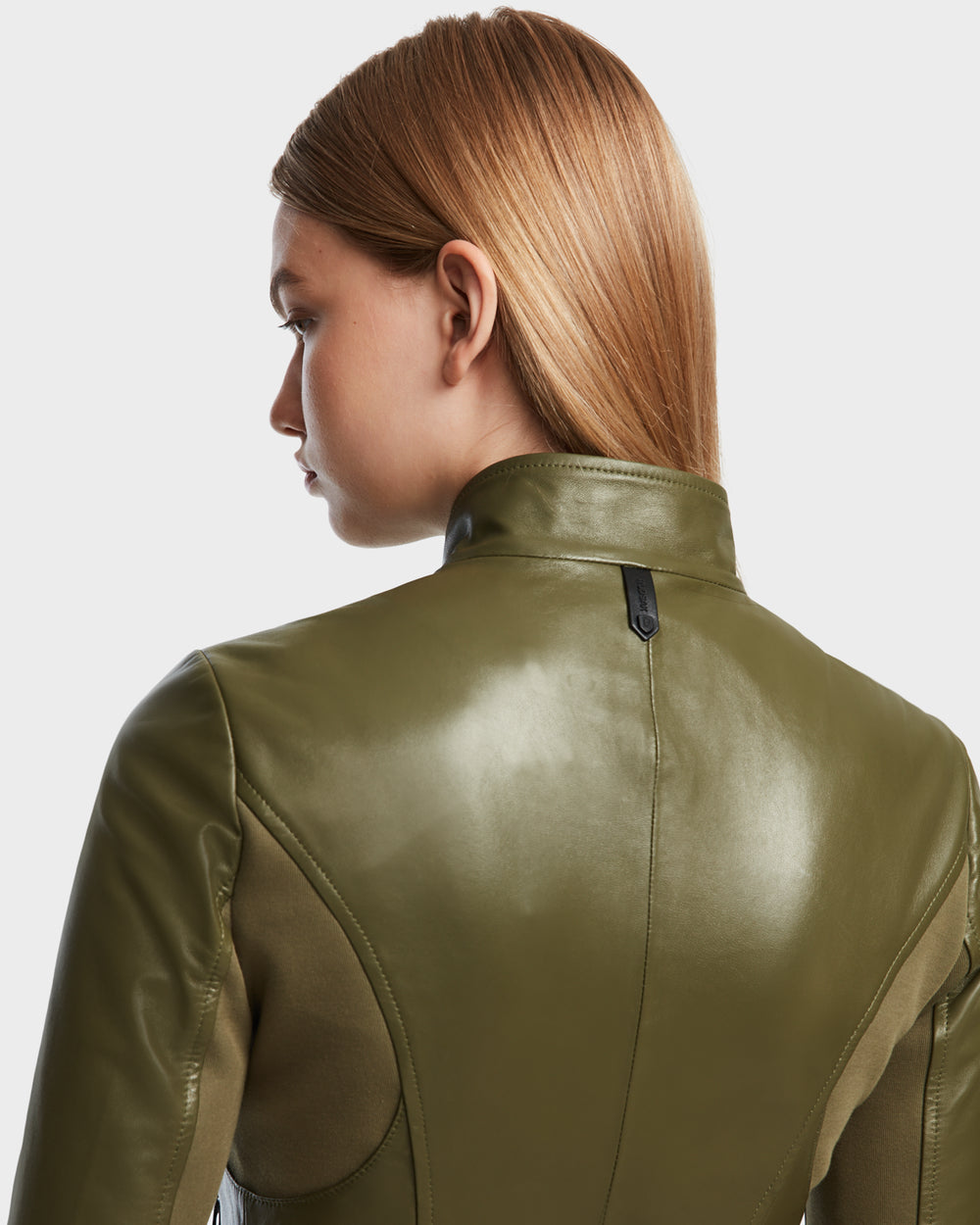 RUDSAK ABIGAIL Women's Fitted Luxe Leather Racer Jacket - Loden