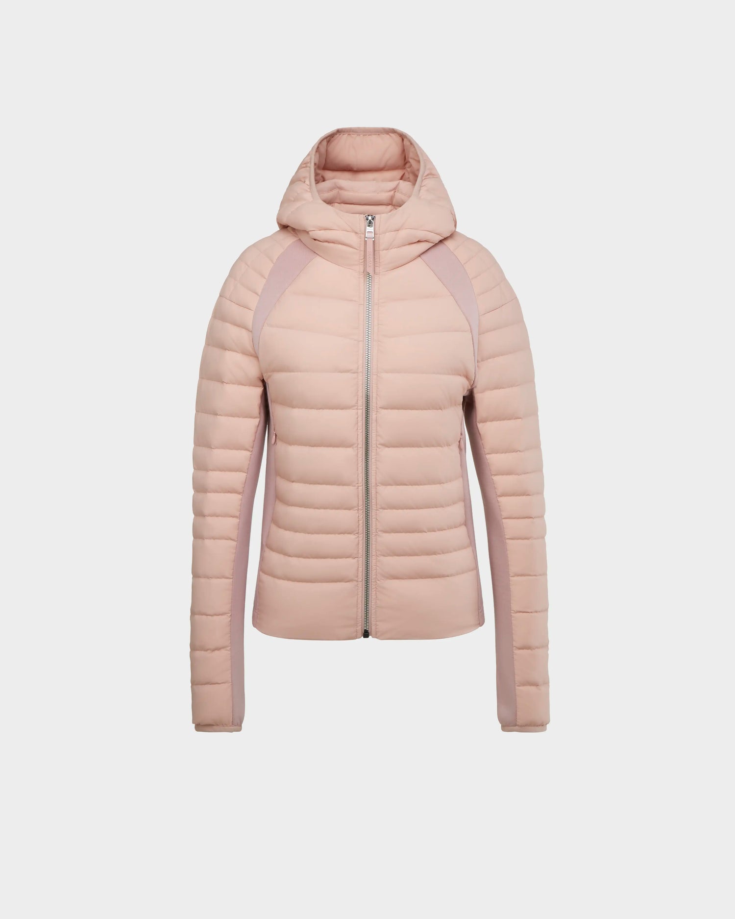 The LENA - L124005 Soft Pink by Rudsak is a womens quilted jacket with a hood, offering lightweight warmth and comfort in a stylish design.