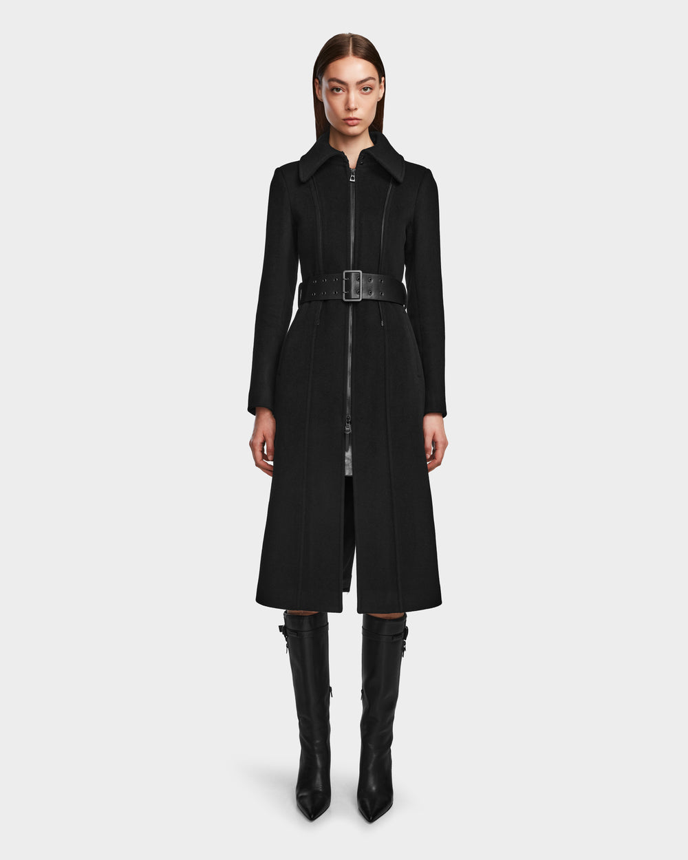 RUDSAK VIRGINIE Black Wool Cashmere Peacoat | Faux Fur Collar – Rudsak RUDSAK VIRGINIE Black Wool Cashmere Peacoat | Faux Fur Collar – Rudsak