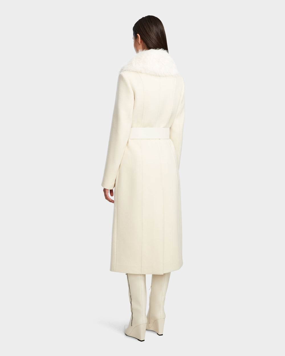 【muguet】 romantic milky midi coat RUDSAK VIRGINIE Women's Wool Cashmere Peacoat | Faux Fur Collar