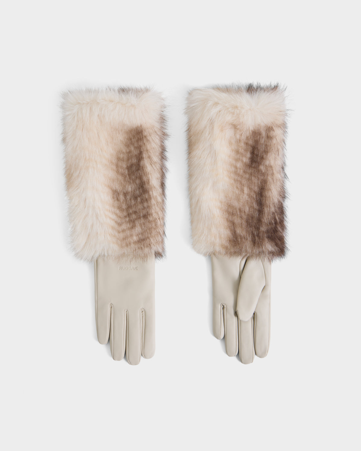 Rudsak Zayla Vanilla Leather Gloves with Faux-Fur Cuffs